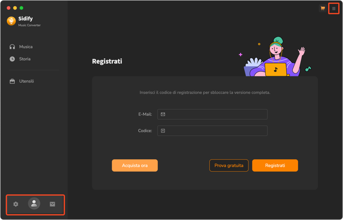 Registra Sidify Music Converter per Mac