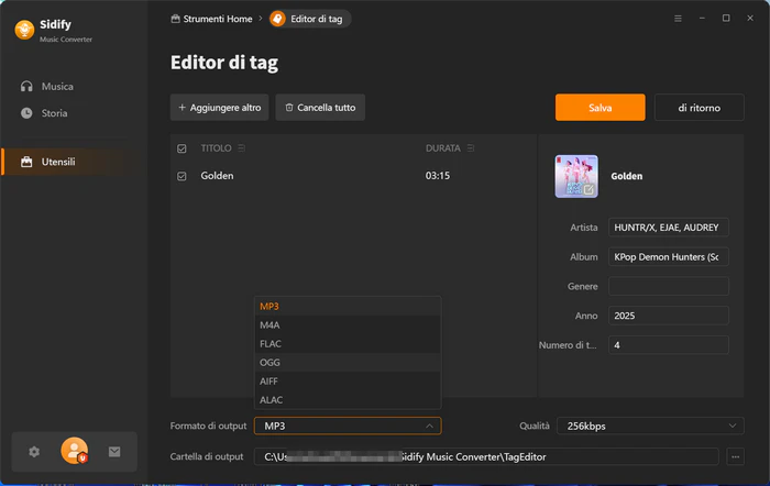 Editor di tag audio