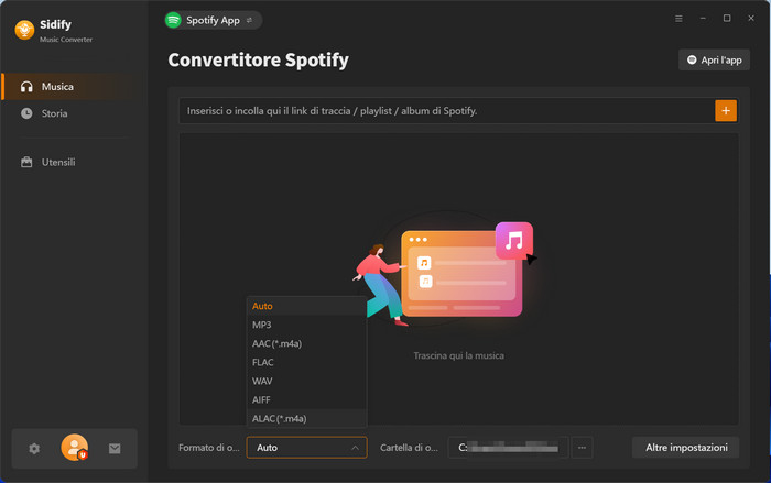 scegli la modalità Spotify App