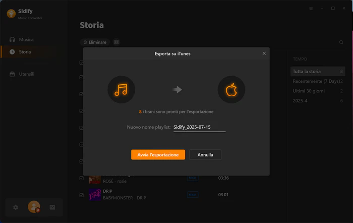Trasferimento a iTunes