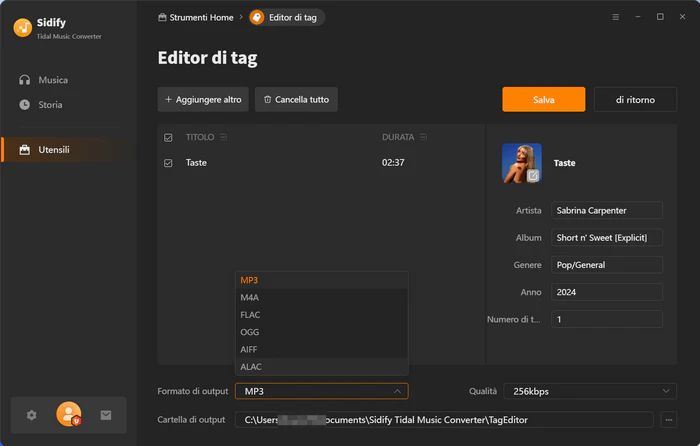 Editor di tag audio