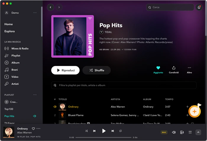 Aggiungi Tidal music